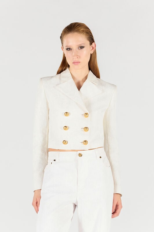 RC Wall Print Cropped Jacket RC Wall Print Cropped Jacket White UWT403-LG016
