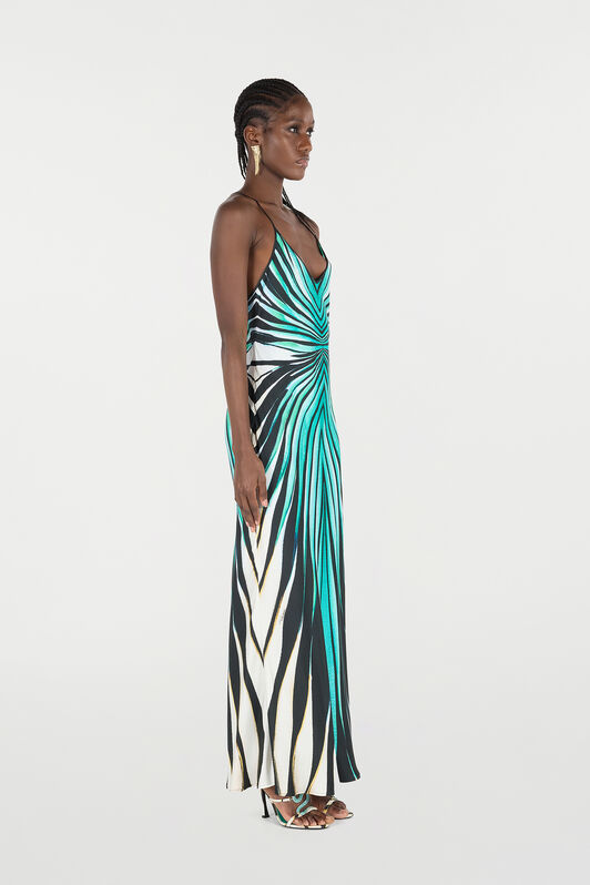 RC Robe Maxi En Soie Imprimé Ray Of Sea Bleu clair VKT102-4QM33