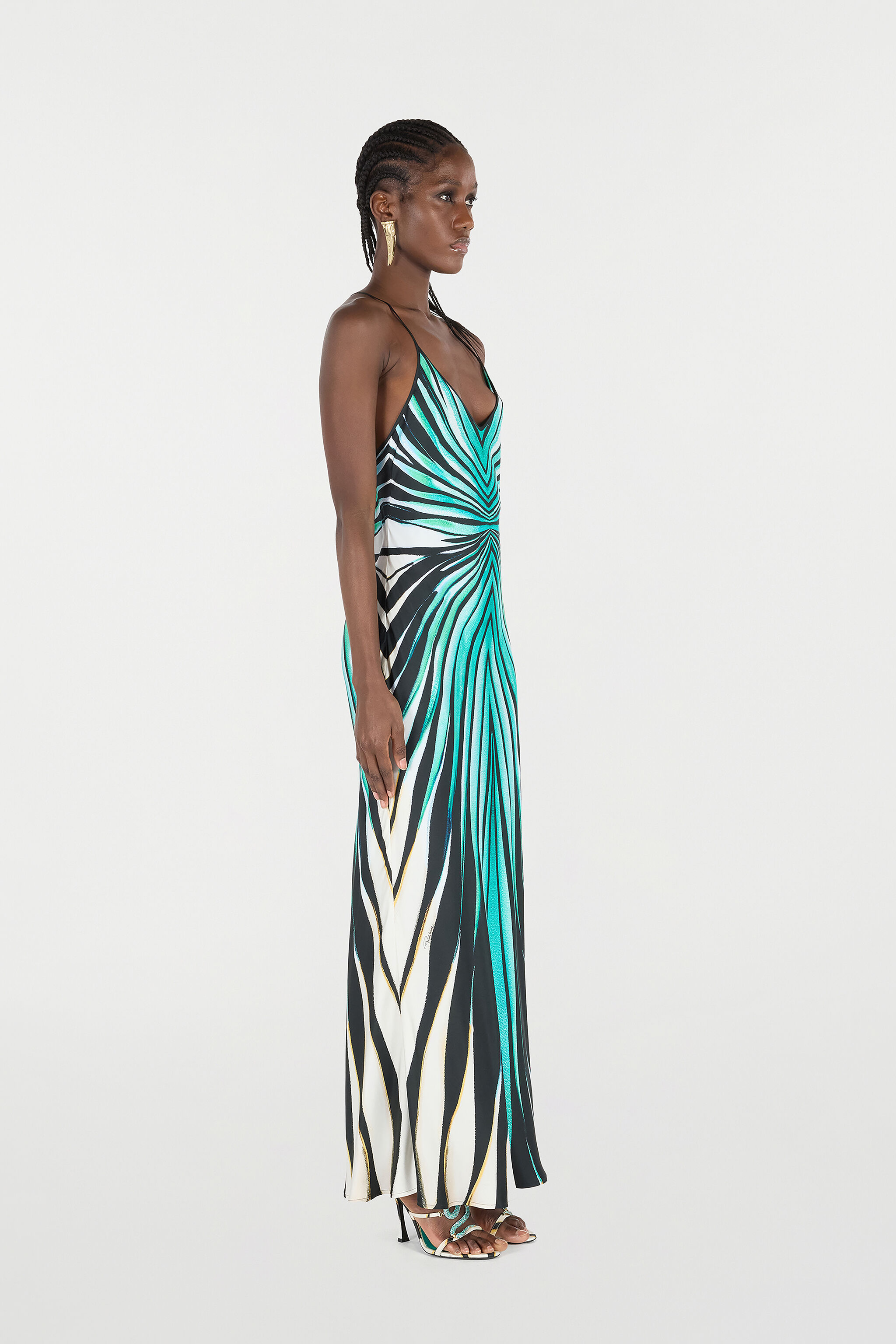 RC Robe Maxi En Soie Imprimé Ray Of Sea Bleu clair VKT102-4QM33