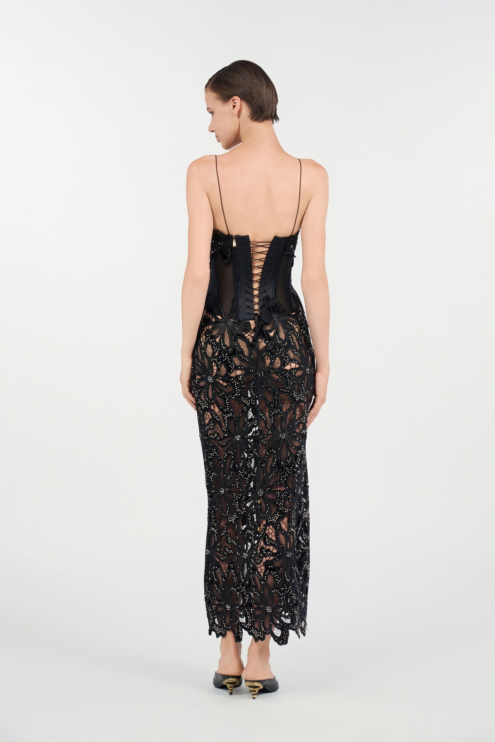 Floral Lace Dress in BLACK for Women | Roberto Cavalli®