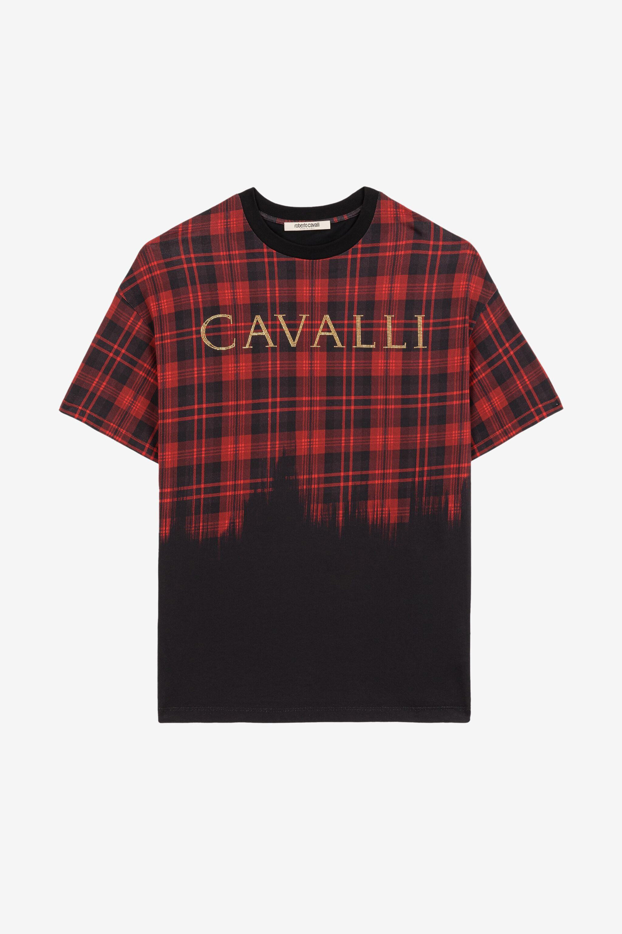 RC T-Shirt aus Baumwolle mit Tartan-Print RC T-Shirt aus Baumwolle mit Tartan-Print Schwarz/Rot PKT62G-JPE62