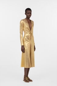 RC Vestido midi beige dorado con estampado Serpentine BEIGE/GOLD WWT111-OOS31