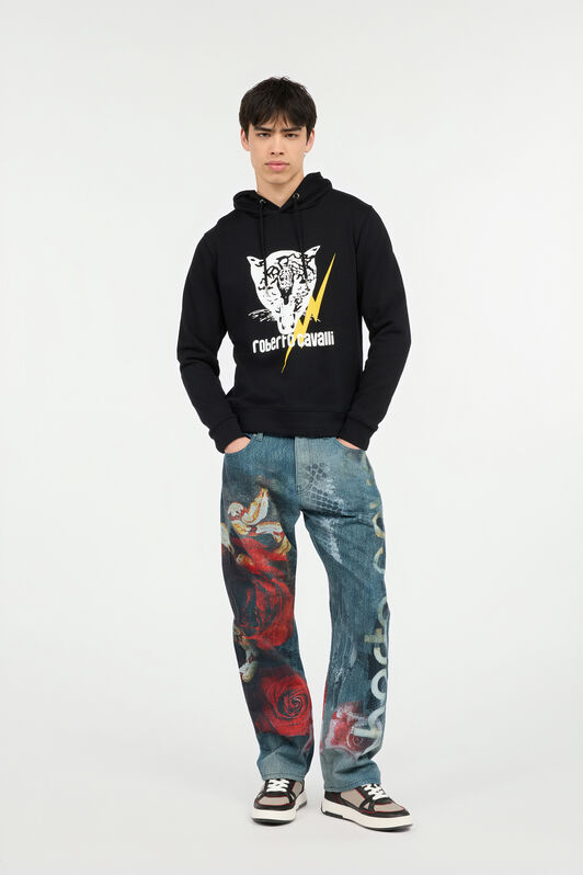 RC Sweat-Shirt Noir Avec Jaguar Et Éclair RC Sweat-Shirt Noir Avec Jaguar Et Éclair BLACK POT69B-CF052