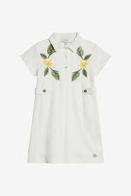 JU Cotton Dress With Embroidered Flowers MILKY WHITE UJT10R-KB001