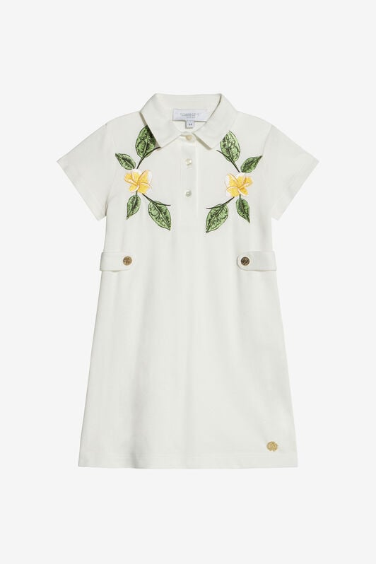 JU Cotton Dress With Embroidered Flowers JU Cotton Dress With Embroidered Flowers MILKY WHITE UJT10R-KB001
