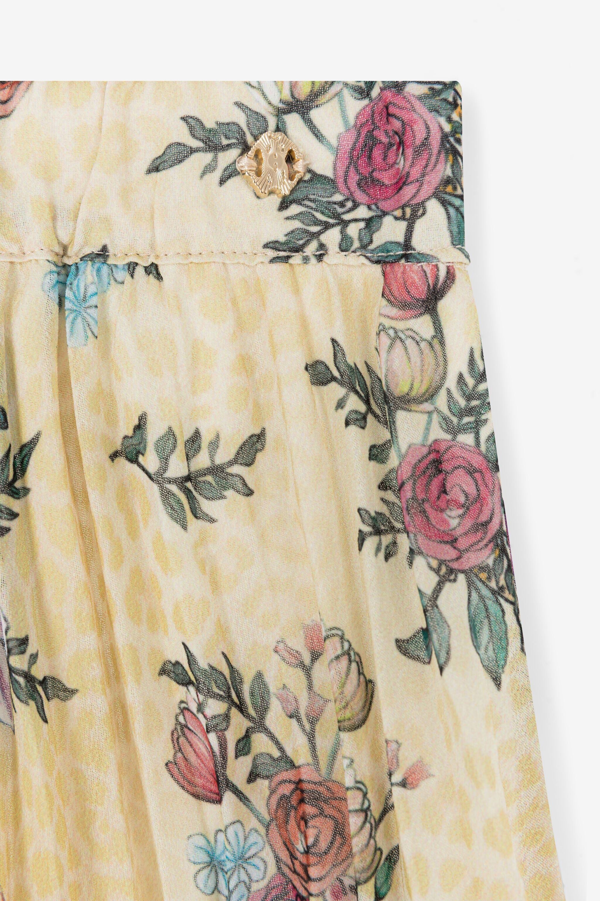 JU Jaguar And Flower-Print Pleated Skirt JU Jaguar And Flower-Print Pleated Skirt Yellow QJT304-SQF63