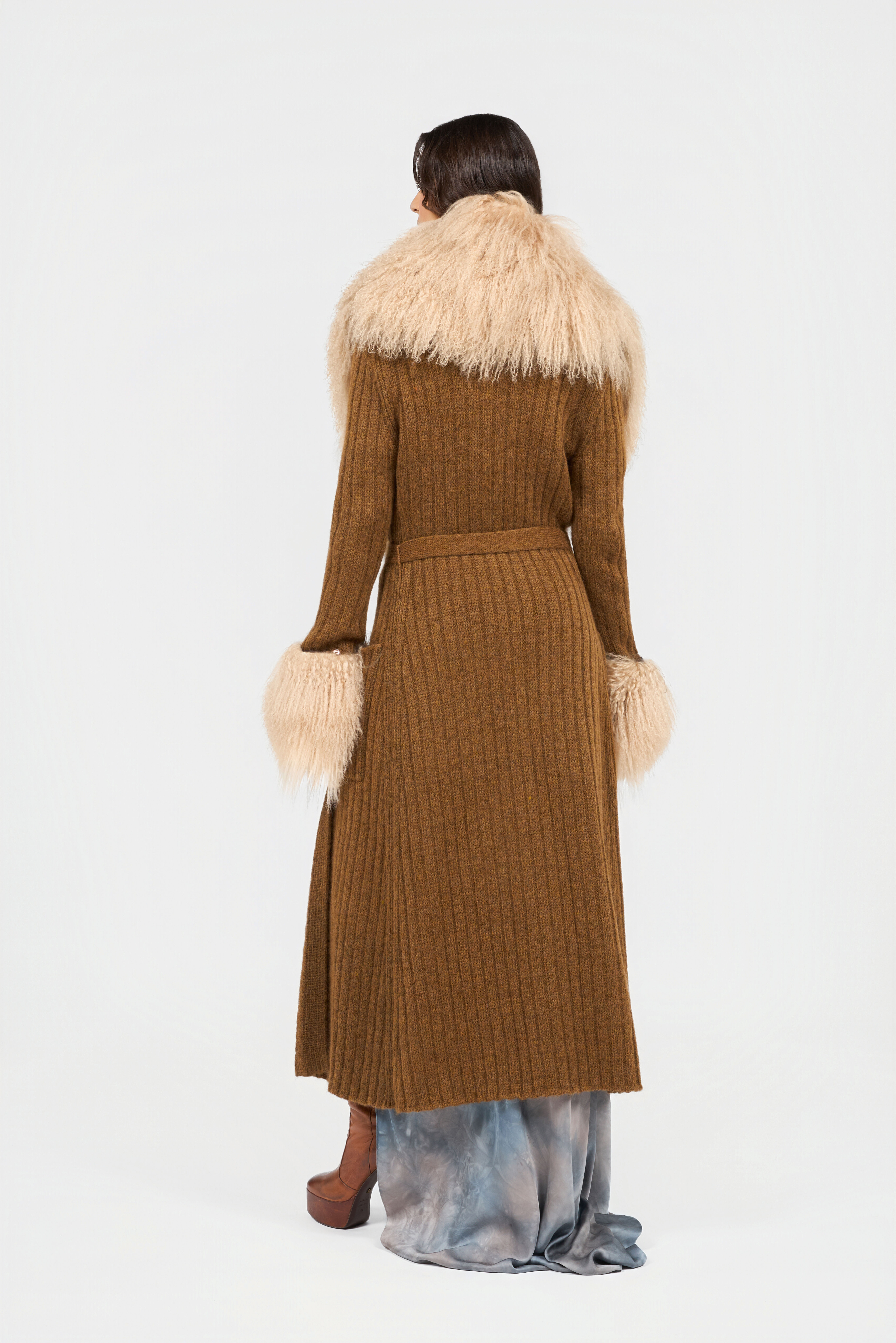RC Rippstrickmantel Mit Faux-Fur RC Rippstrickmantel Mit Faux-Fur DARK BROWN XQM909-MQ031