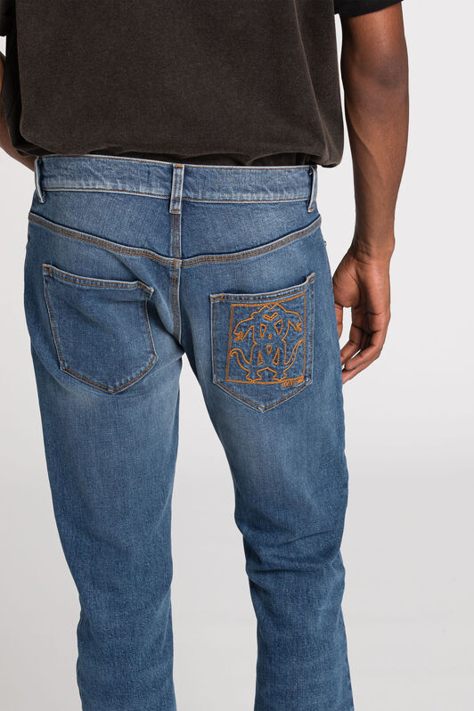RC Mirror Snake-Embroidered Slim-Fit Jeans Dark blue RRJ251-DS002