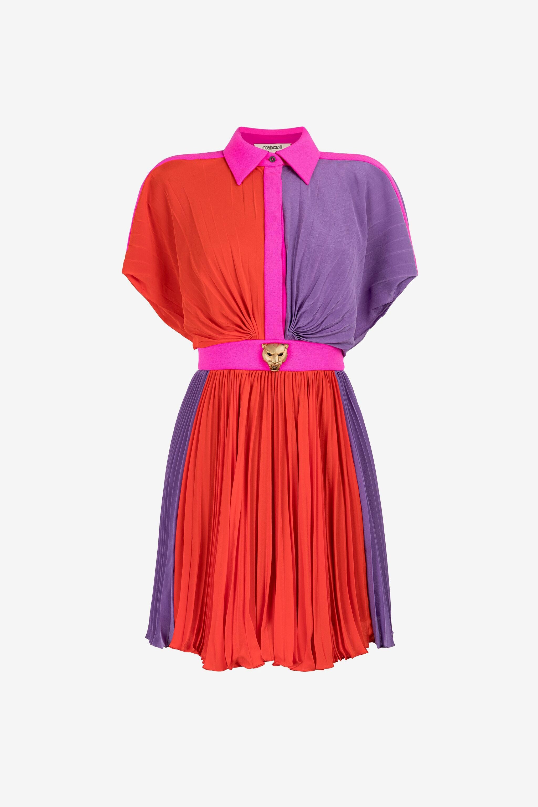 RC Colourblock Pleated Silk Mini Dress RC Colourblock Pleated Silk Mini Dress MULTICOLOR OQT119-SY003