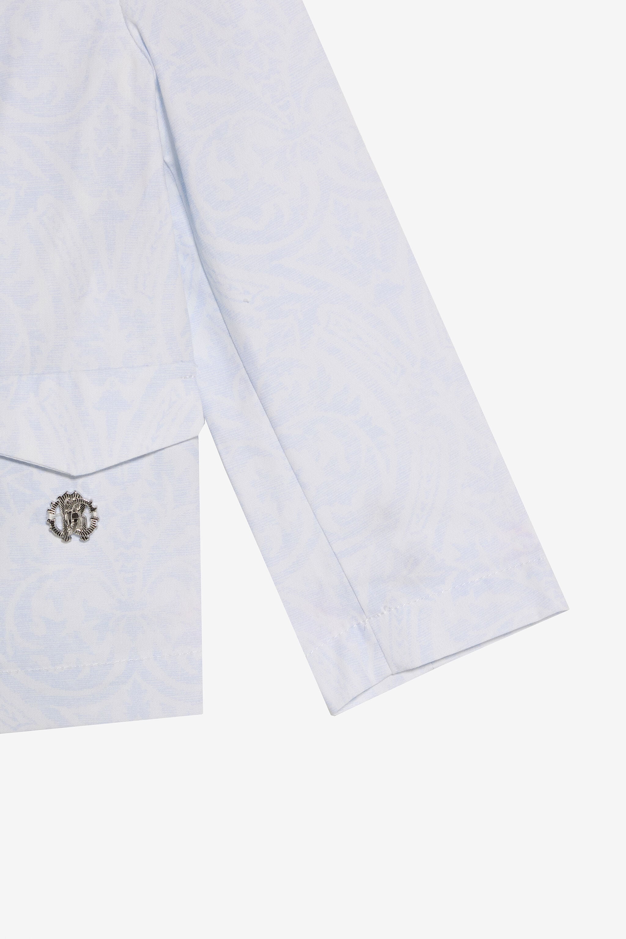 JU Light Blue Tonal Print Double-Breasted Blazer JU Light Blue Tonal Print Double-Breasted Blazer BABY BLUE VJT403-TYP28
