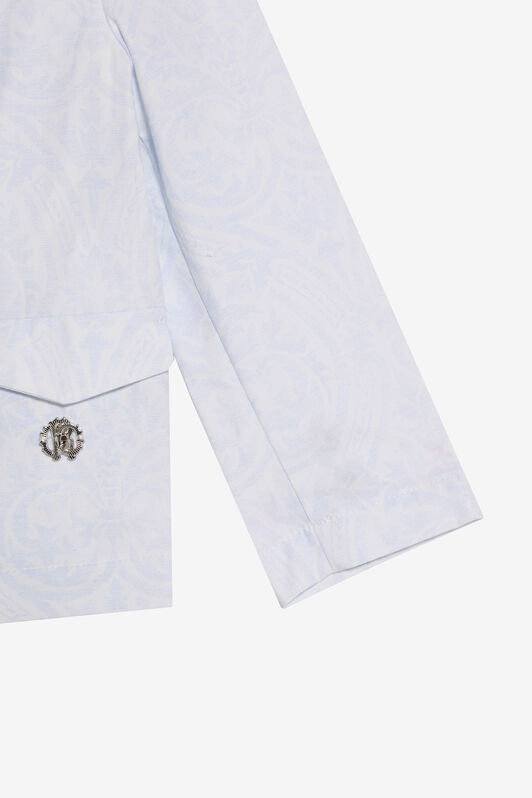 JU Light Blue Tonal Print Double-Breasted Blazer JU Light Blue Tonal Print Double-Breasted Blazer BABY BLUE VJT403-TYP28
