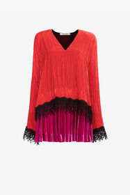 RC Lace-detailed velvet dress Red QKT124-VL067