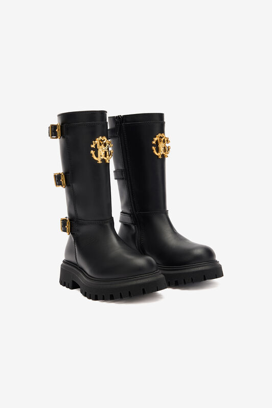 JU Schnürstiefel mit Schnallen und dem Monogramm RC JU Schnürstiefel mit Schnallen und dem Monogramm RC BLACK TJS02Y-PZJ02