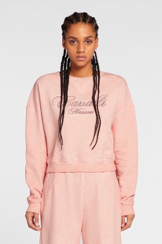 RC Logo-Embroidered Cropped Cotton Sweatshirt RC Logo-Embroidered Cropped Cotton Sweatshirt Pink OKT66A-CF050