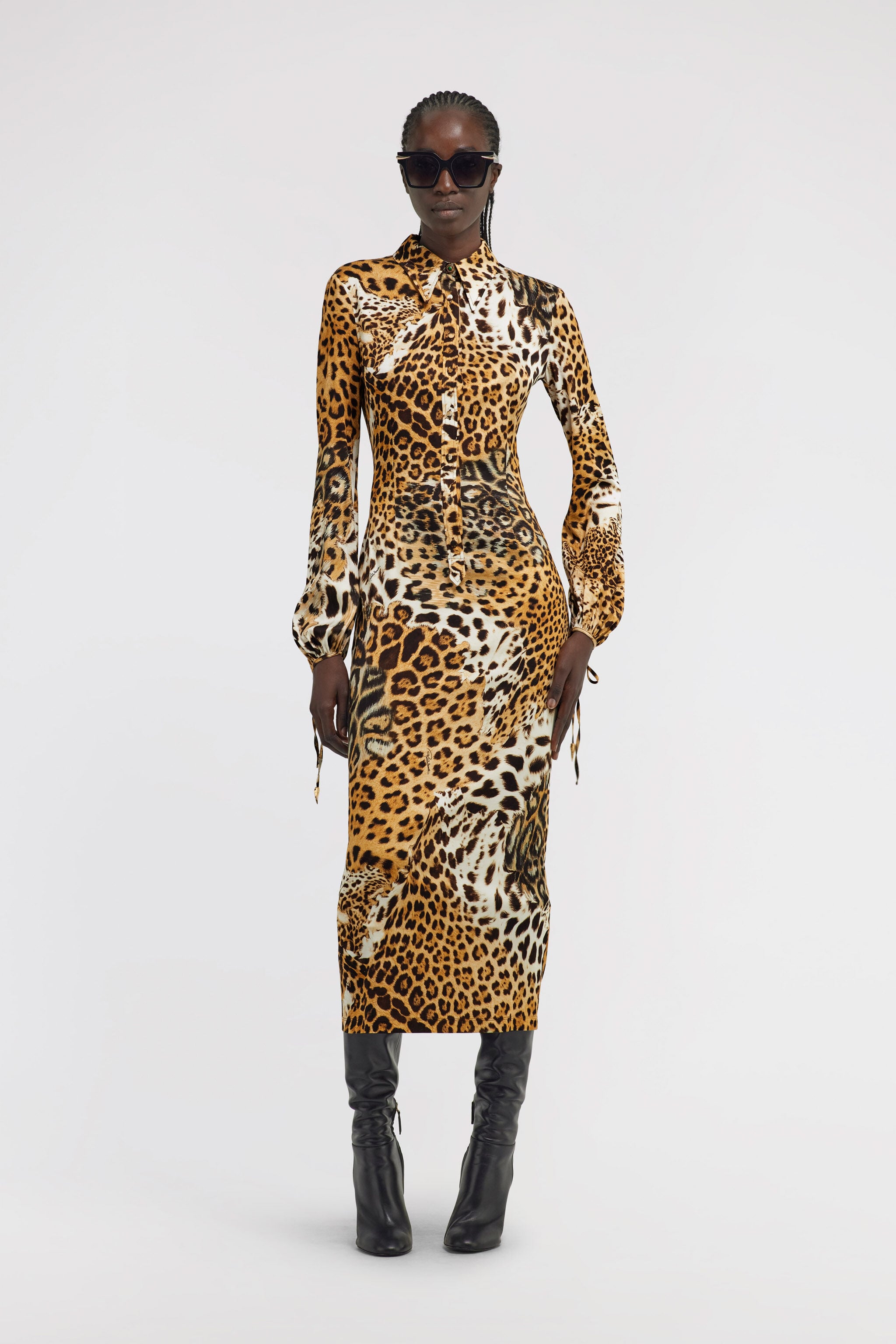 RC Leopard Print Midi Dress Light Brown TKT124-FQG34