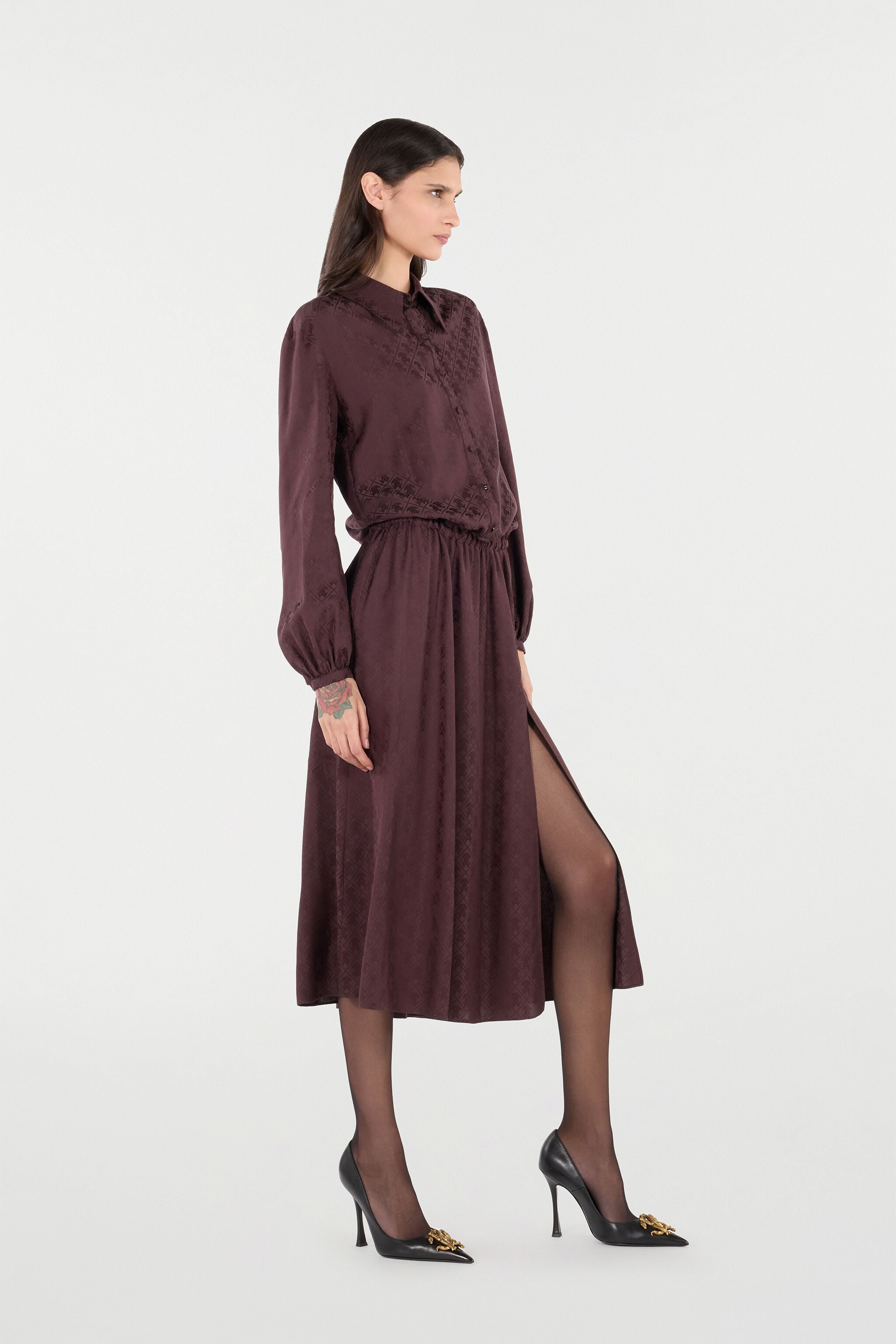 RC Shirt Dress With Mirror Snake Monogram Purple VKT144-RK010