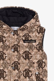 JU Doudoune sans manches à imprimé monogramme 3D Marron clair TJT40F-5RM11