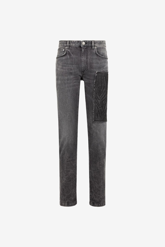 RC Jean droit à appliqué Animalier Patchwork Noir ONJ241-DN009