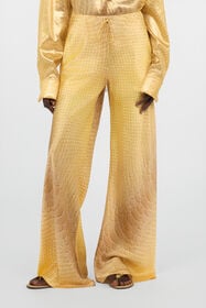 RC Wide-Leg Silk Pants with Beige and Sand Serpentine Print BEIGE/SAND WWT201-RYS31