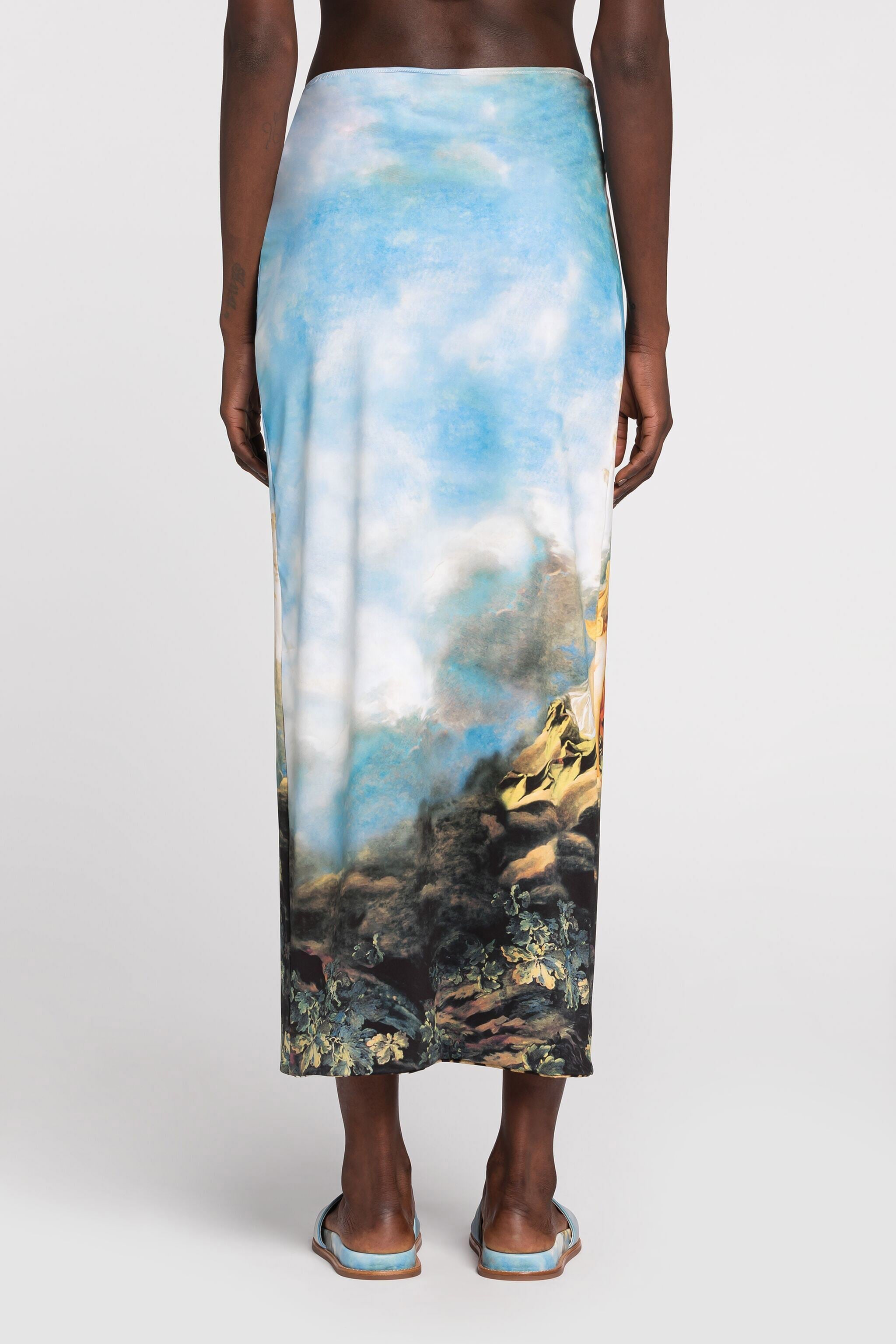 Painting-print asymmetric skirt in Light blue for Women | Roberto