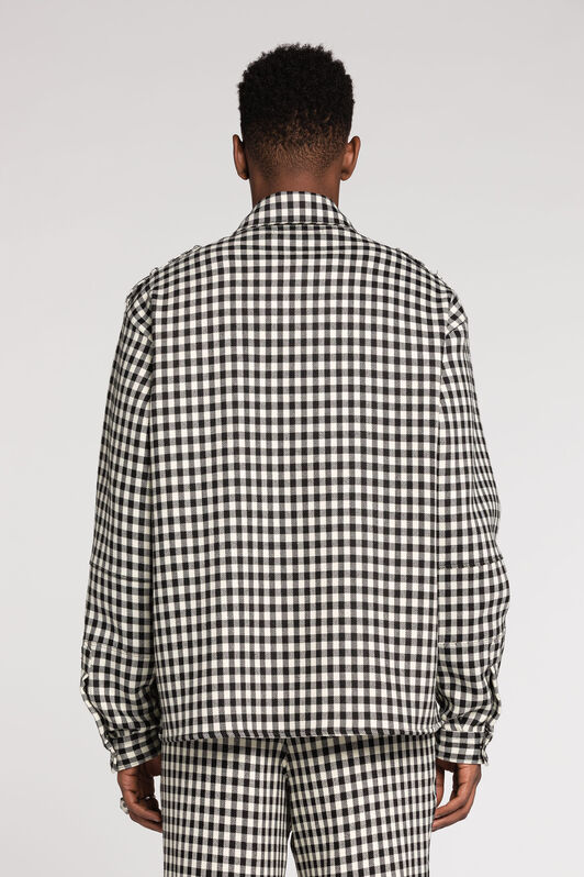 RC Turquoise-Embellished Gingham Jacket Black/White RRT752-AIC02