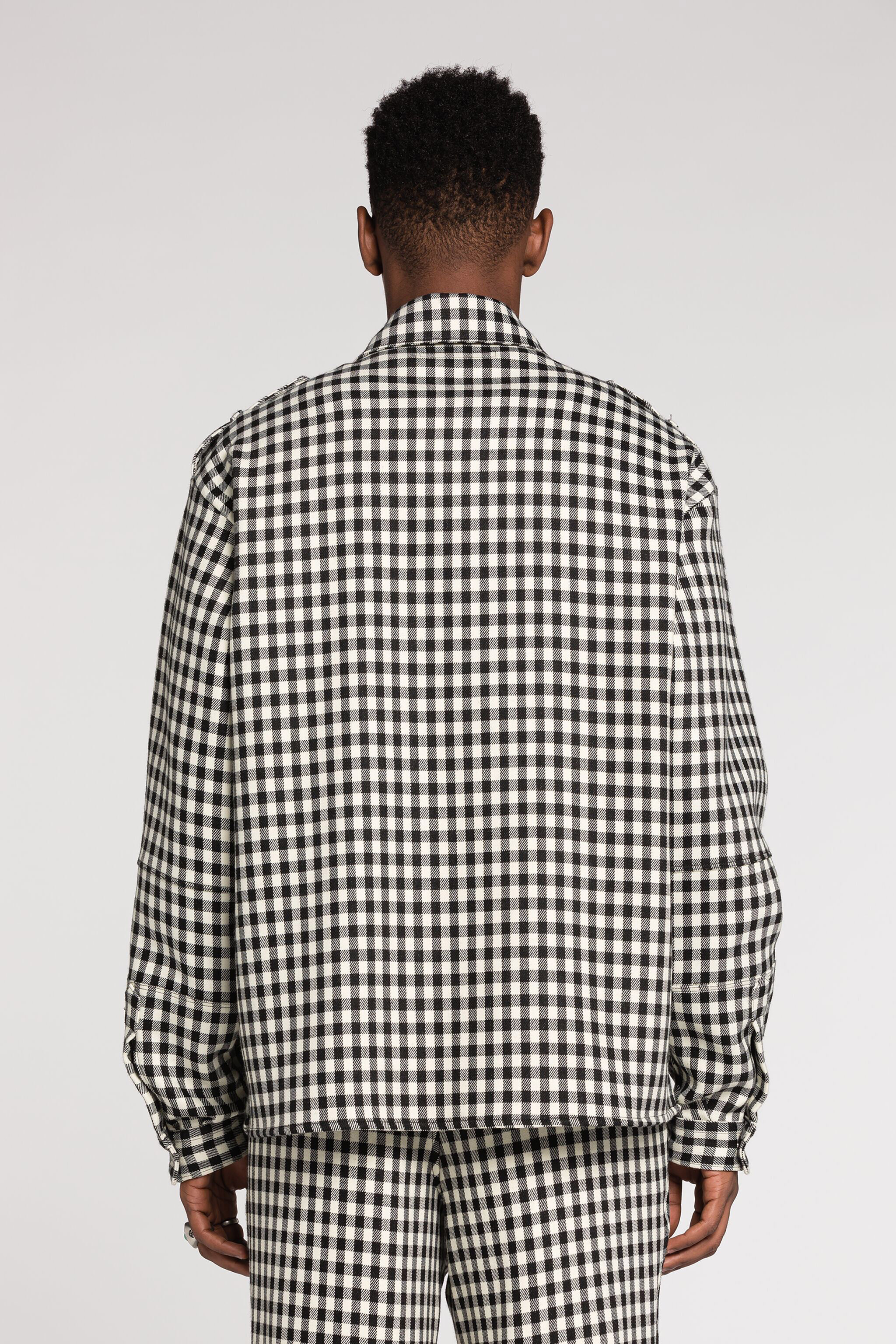 RC Turquoise-Embellished Gingham Jacket Black/White RRT752-AIC02