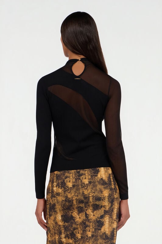 JC Black Sweater with Two-Tone Pattern JC Black Sweater with Two-Tone Pattern BLACK VFM041-VF297