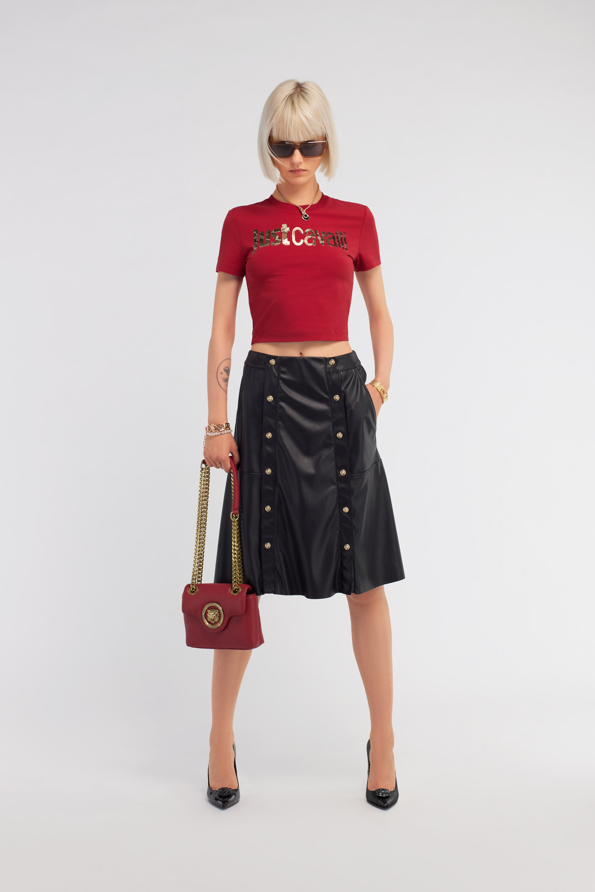 JC Just Cavalli Logo T-Shirt JC Just Cavalli Logo T-Shirt Red RKT861-RK367