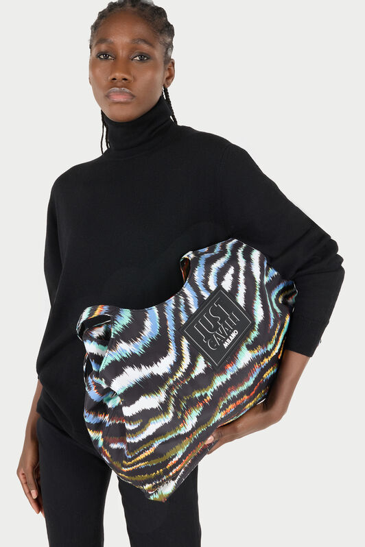 JC Borsa mare con stampa Zebra e patch logo JC Borsa mare con stampa Zebra e patch logo Bleu clair/Noir SFB176-SF671