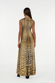 RC Long Dress with Jaguar Skin Print NATURALE VWT196-JRR80
