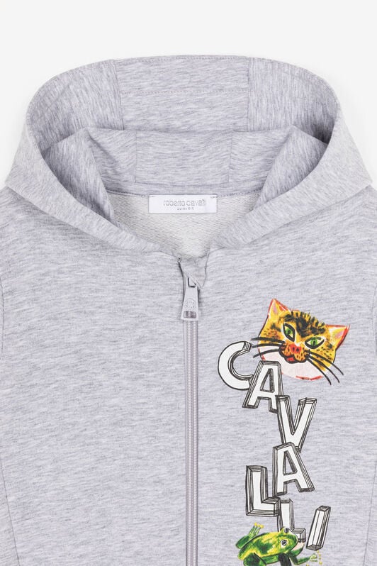 JU Hoodie mit Tierlogo-Print und Reißverschluss JU Hoodie mit Tierlogo-Print und Reißverschluss Grau PJT967-CF050