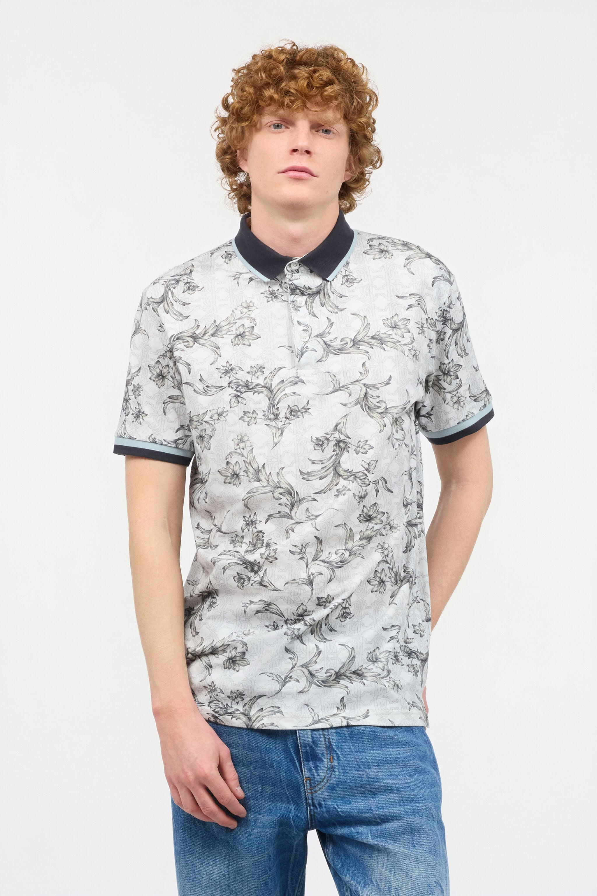 RC Polo Shirt With Floral Print WHITE OOT64A-XKO64