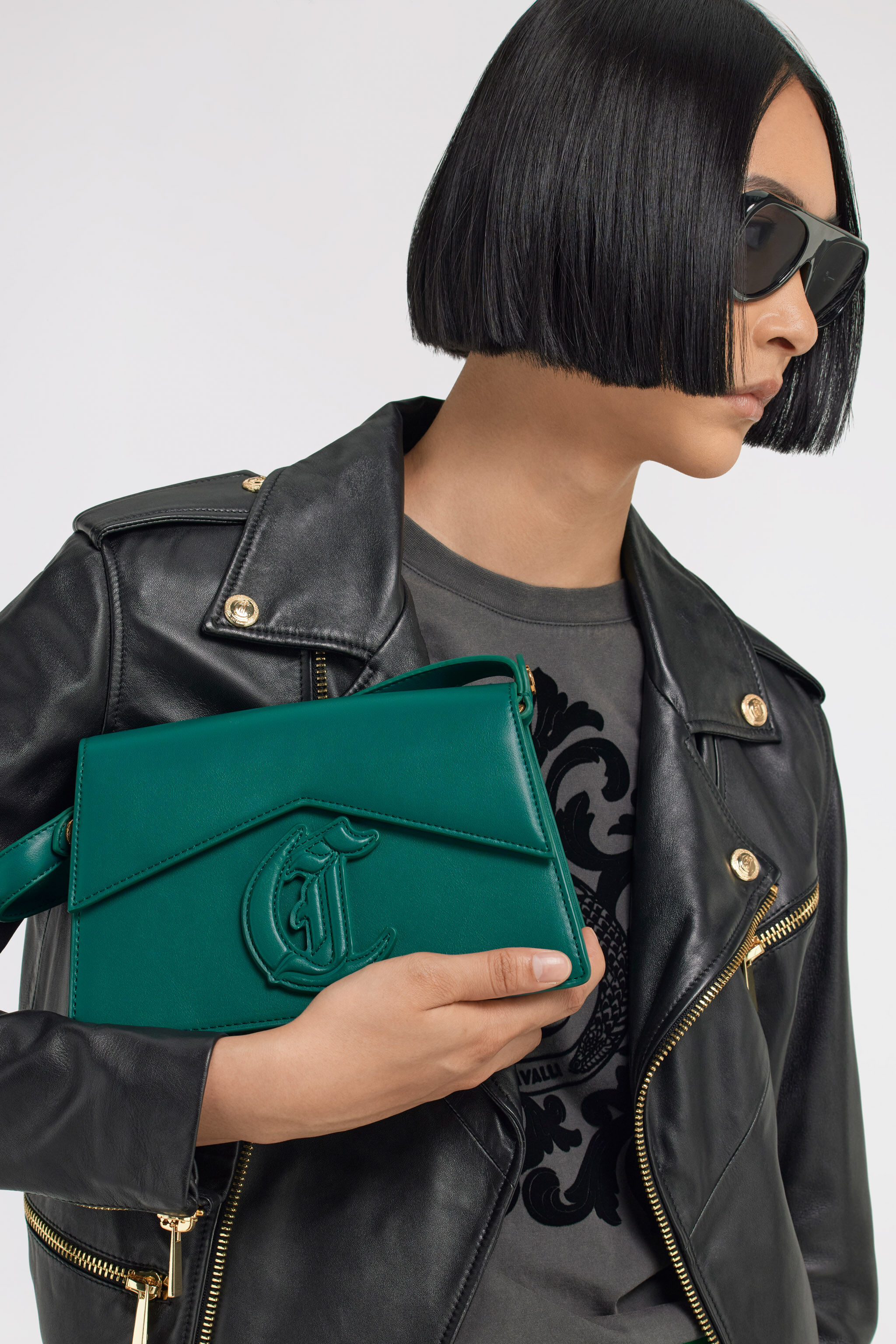 JC Just Cavalli Shoulder Bag Green TFB077-TF442