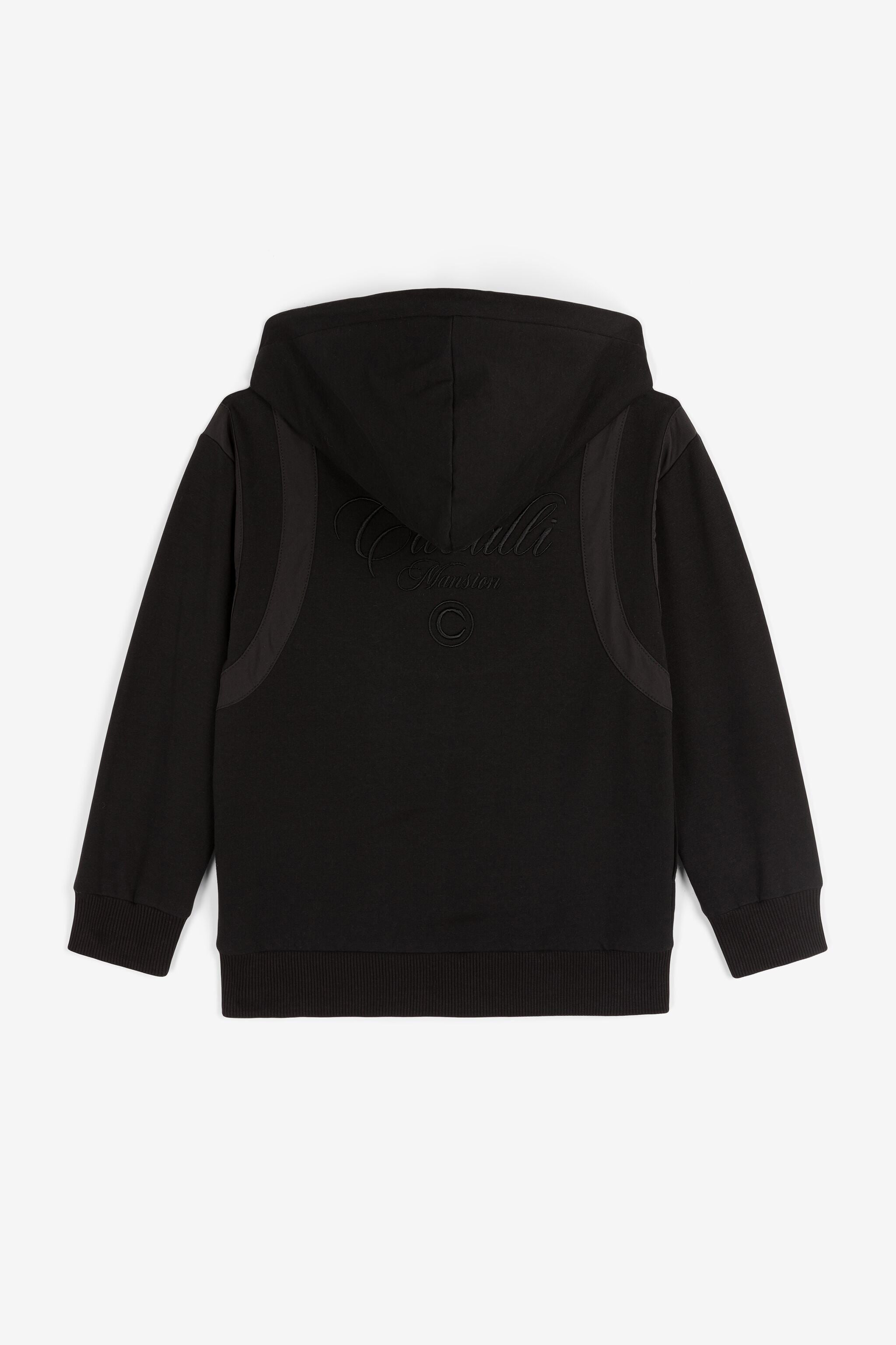 JU C Logo-Embellished Zip Hoodie JU C Logo-Embellished Zip Hoodie Black OJT911-ISA2J