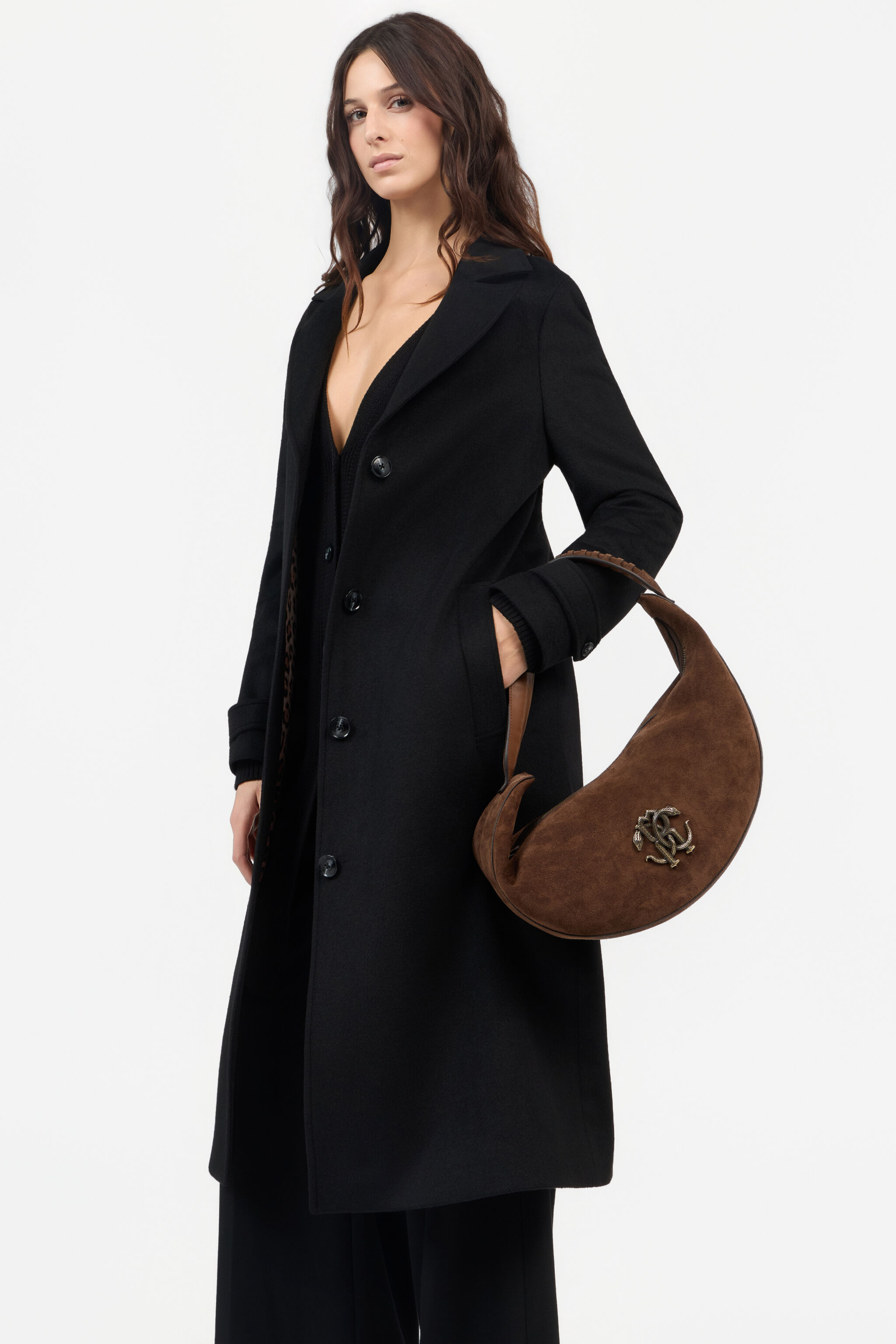 RC Brown Soft Shoulder Bag With RC Monogram RC Brown Soft Shoulder Bag With RC Monogram CHOCOLATE TOB00B-PZ563