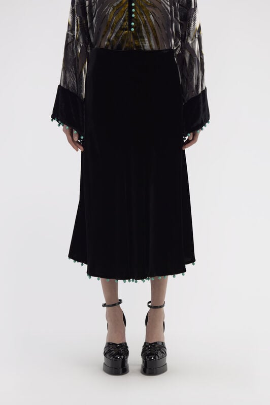 RC Beaded-trim high-waisted skirt RC Beaded-trim high-waisted skirt Negro RKR304-VL067