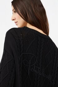RC Black Cable-Knit Cardigan BLACK SOM60C-MG001