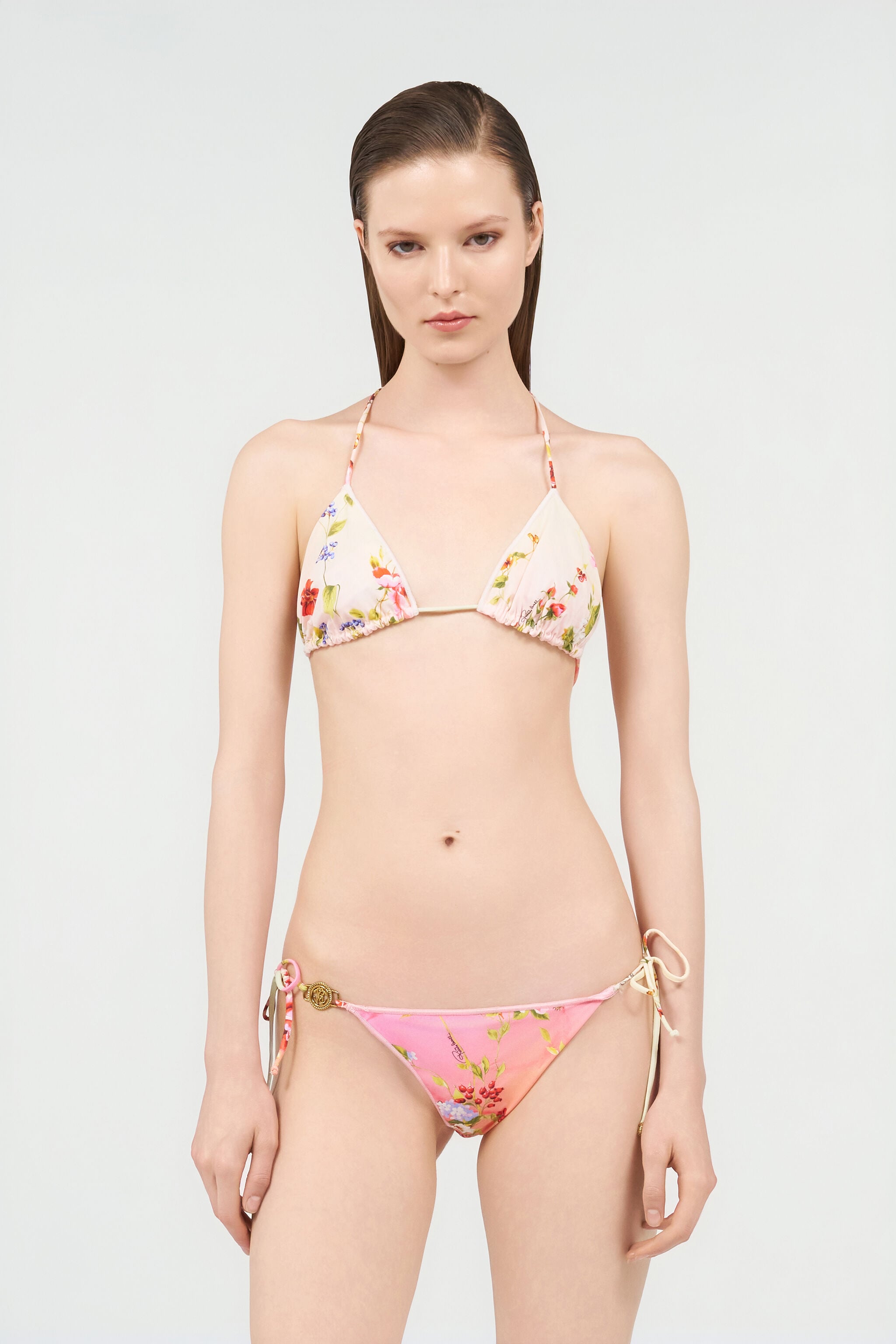RC Miami Flowers Slip Bikini Con Stampa RC Miami Flowers Slip Bikini Con Stampa GREEN/FUCHSIA WQW013-HVR39