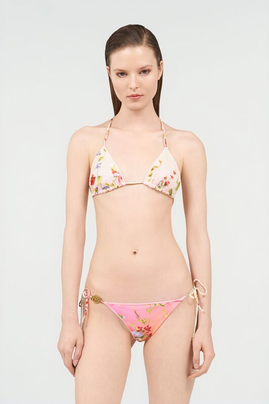 RC Miami Flowers Slip Bikini Con Stampa RC Miami Flowers Slip Bikini Con Stampa GREEN/FUCHSIA WQW013-HVR39