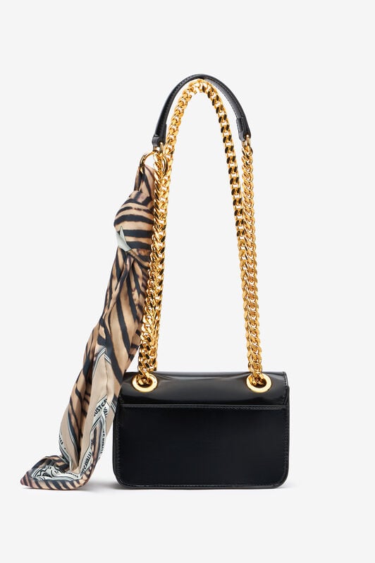 JC Bag With Chain Handles And Scarf JC Bag With Chain Handles And Scarf BLACK UFB092-UF461