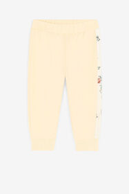 JU Pantalon de survêtement en coton à imprimé jaguar et fleurs Jaune QJT218-CF050