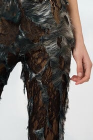 RC Pantalones con estampado Fur sobre encaje con efecto desgastado BLACK/BEIGE XWT206-7HT79