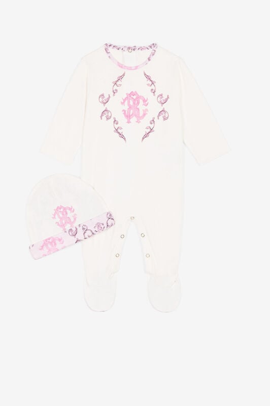 JU Ensemble grenouillère à imprimé RC Monogram JU Ensemble grenouillère à imprimé RC Monogram Rose RJT853-JD001
