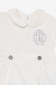 JU White Romper And Hat Set With Monogram RC MILKY WHITE UJT823-JD001