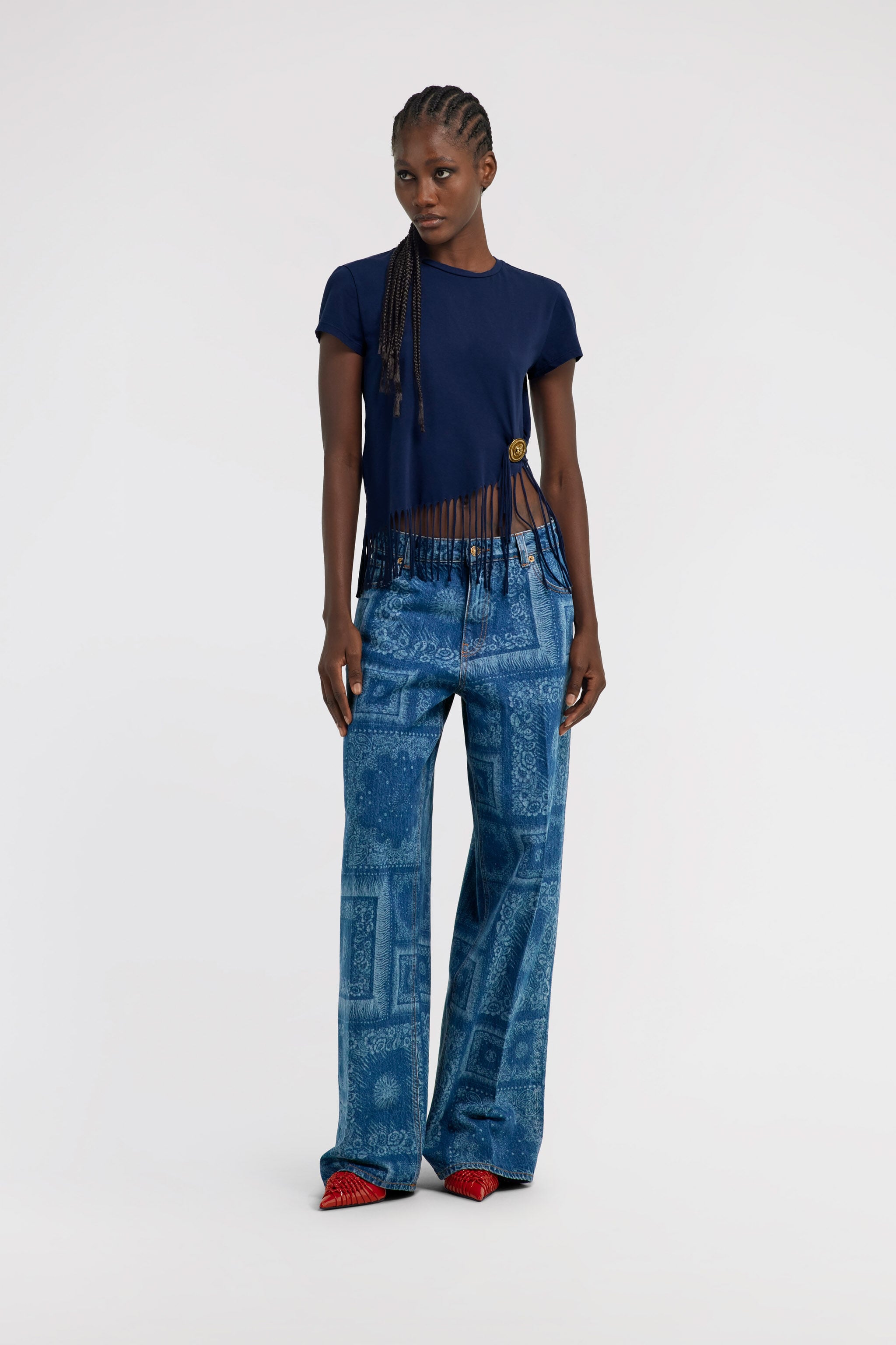 RC T-shirt with fringing RC T-shirt with fringing Dark blue TKT60D-JD061