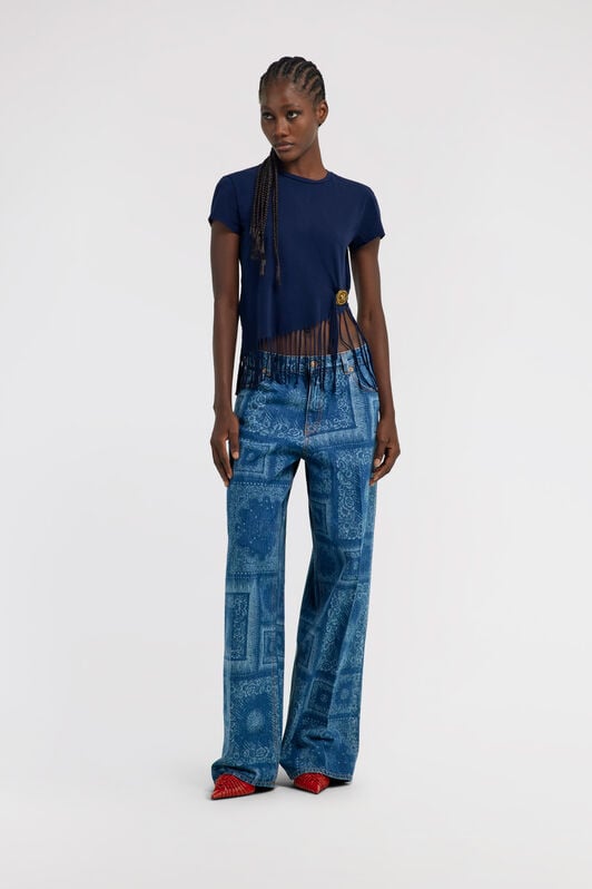 RC T-shirt with fringing RC T-shirt with fringing Dark blue TKT60D-JD061
