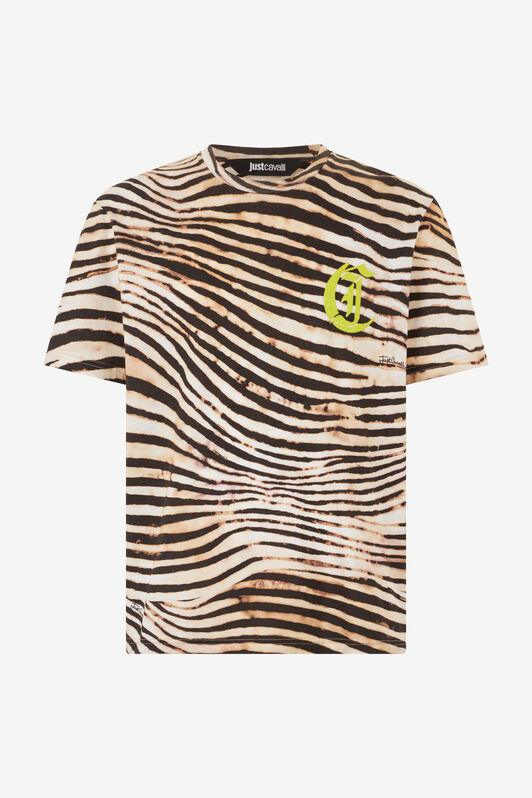 JC T-Shirt With Jungle And Monogram Print Light Brown UFT042-UF062