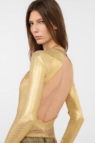 RC Golden Beige Bodysuit with Serpentine Print BEIGE/GOLD WWT604-OOS31