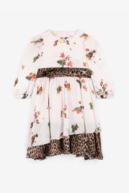 JU Bird And Leopard-Print Silk Dress Pink RJT10U-2NH91