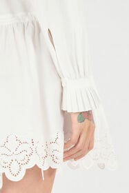 RC Mini Shirt Dress With Perforated Roses White UKR137-CH033